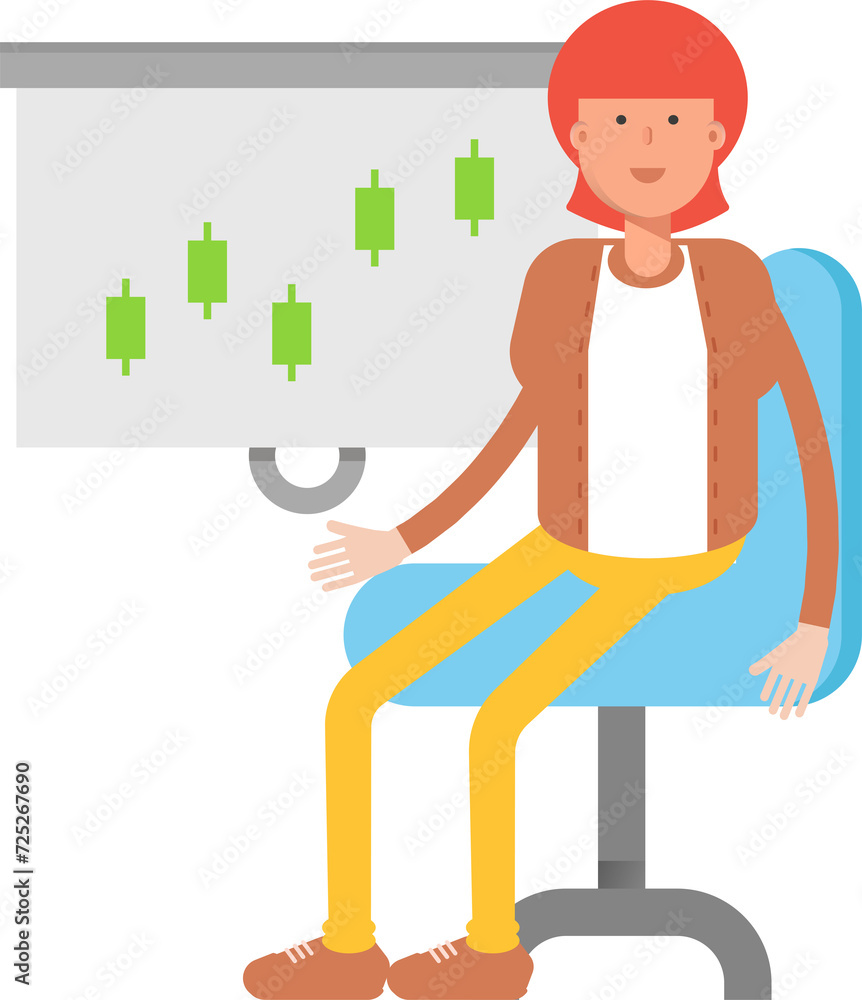Hippie Man Character Presenting Candlestick Chart
Hippie Man Character Presenting Candlestick Chart