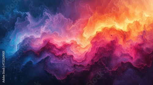  a close up of a multicolored wallpaper with a large amount of smoke coming out of the top of it.