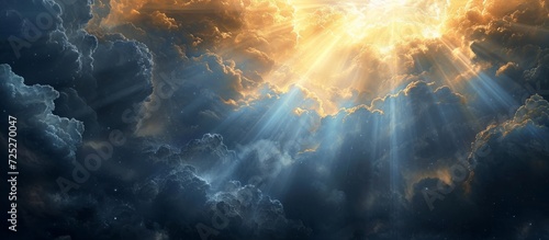 Glorious rays illuminate a dark sky in a heavenly spectacle.