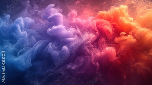  a multicolored cloud of smoke is shown in the middle of a dark blue, red, and orange background.