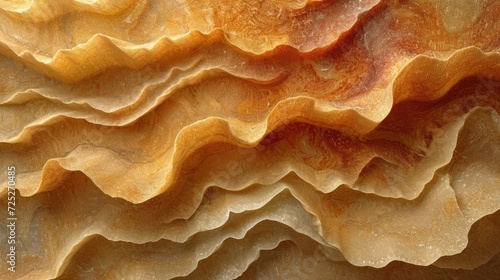  a close up of a piece of art that looks like it is made out of orange and yellow layers of rock.