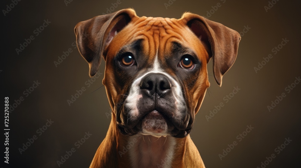 A confident boxer pup with a strong build and a playful spirit.