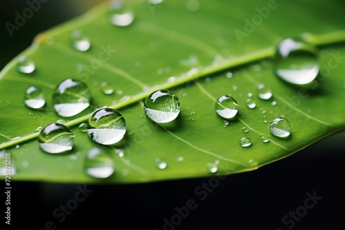 The elegance of simplicity is embodied in a single raindrop on a leaf, with a high-definition image capturing the subtleties of nature's design.