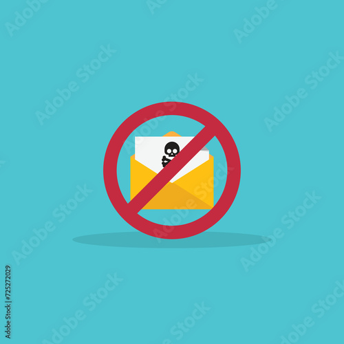 Spamming mailbox icon. Email hacking and spam warning symbol. EPS10 Vector Illustration.	