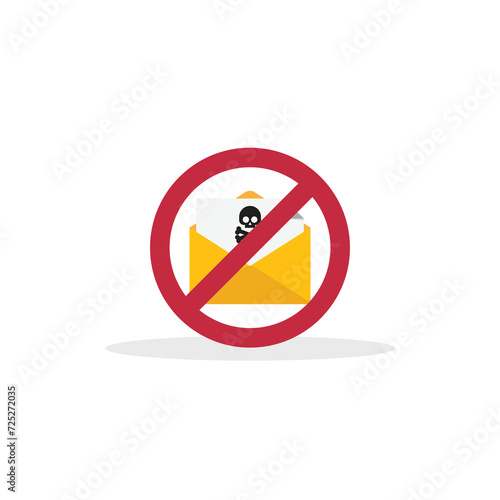 Spamming mailbox icon. Email hacking and spam warning symbol. EPS10 Vector Illustration.	