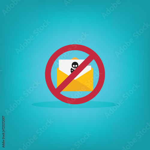 Spamming mailbox icon. Email hacking and spam warning symbol. EPS10 Vector Illustration.	