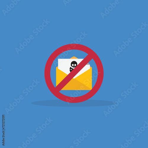 Spamming mailbox icon. Email hacking and spam warning symbol. EPS10 Vector Illustration.	