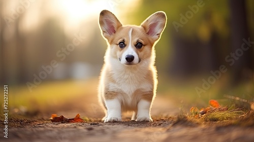 A lively welsh corgi pup with a spunky attitude and short legs.
 photo
