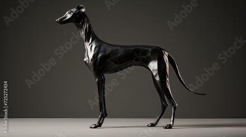 A sleek greyhound pup with a graceful stance and long legs.