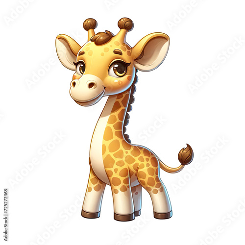 Smiling Cartoon Giraffe  Tall Safari Animal Artwork  Giraffe Clipart