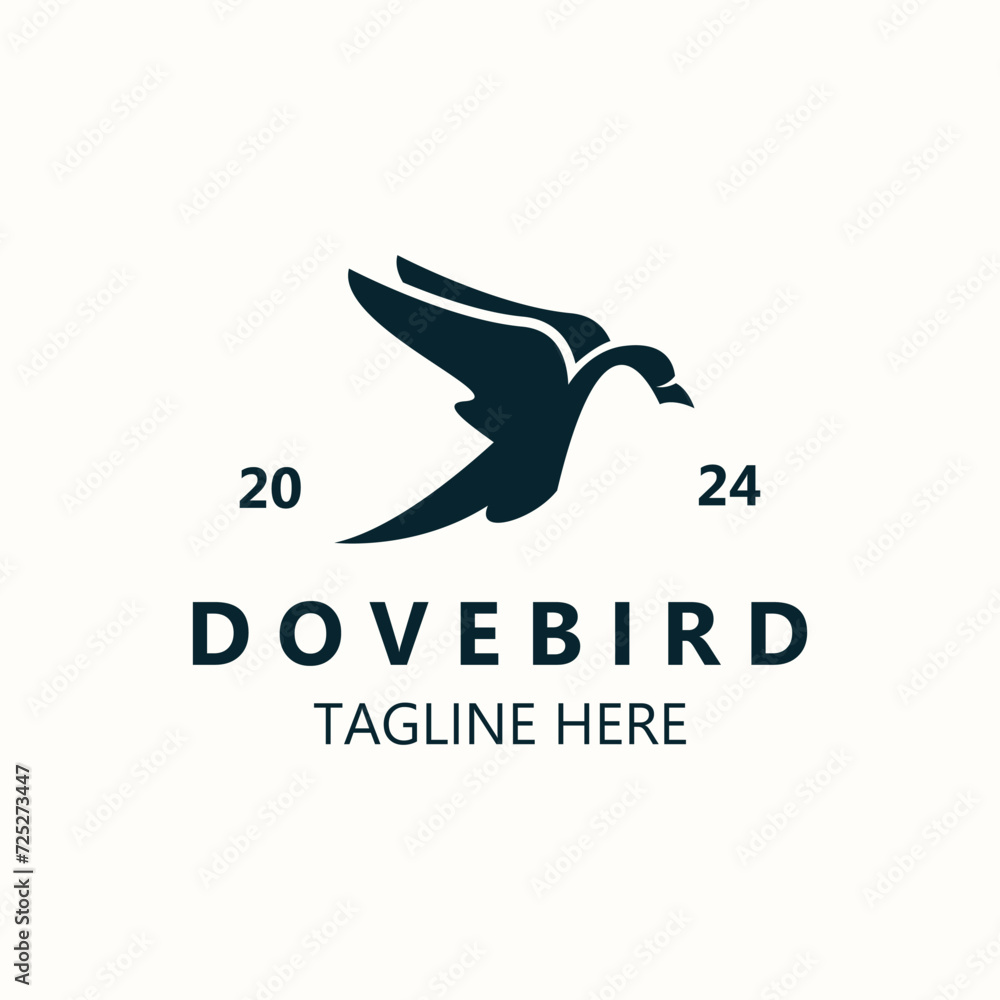 Obraz premium Dove bird elegant flying logo design Nature Wildlife Label style vintage image