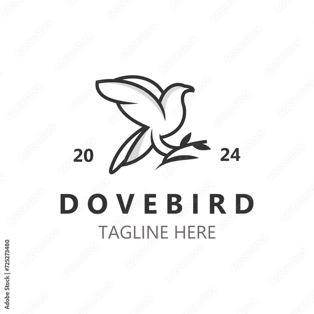 Naklejka premium Dove bird elegant flying logo design Nature Wildlife Label style vintage image