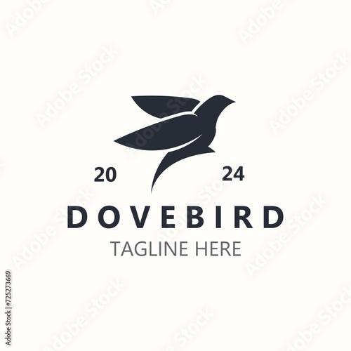 Dove bird elegant flying logo design Nature Wildlife Label style vintage image © arif23