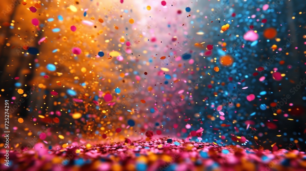  a blurry image of colorful confetti falling from a sky filled with colorful lights and confetti sprinkles.