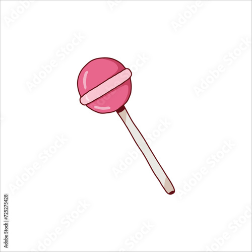 Pink Lollipop Illustration on a White Background Emphasizing Simplicity and Sweetness