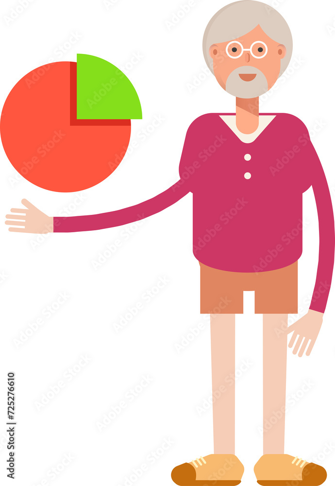 Old Man Character Holding Pie Chart
Old Man Character Holding Pie Chart