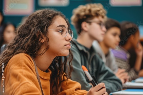 diversity high school students study in the classroom