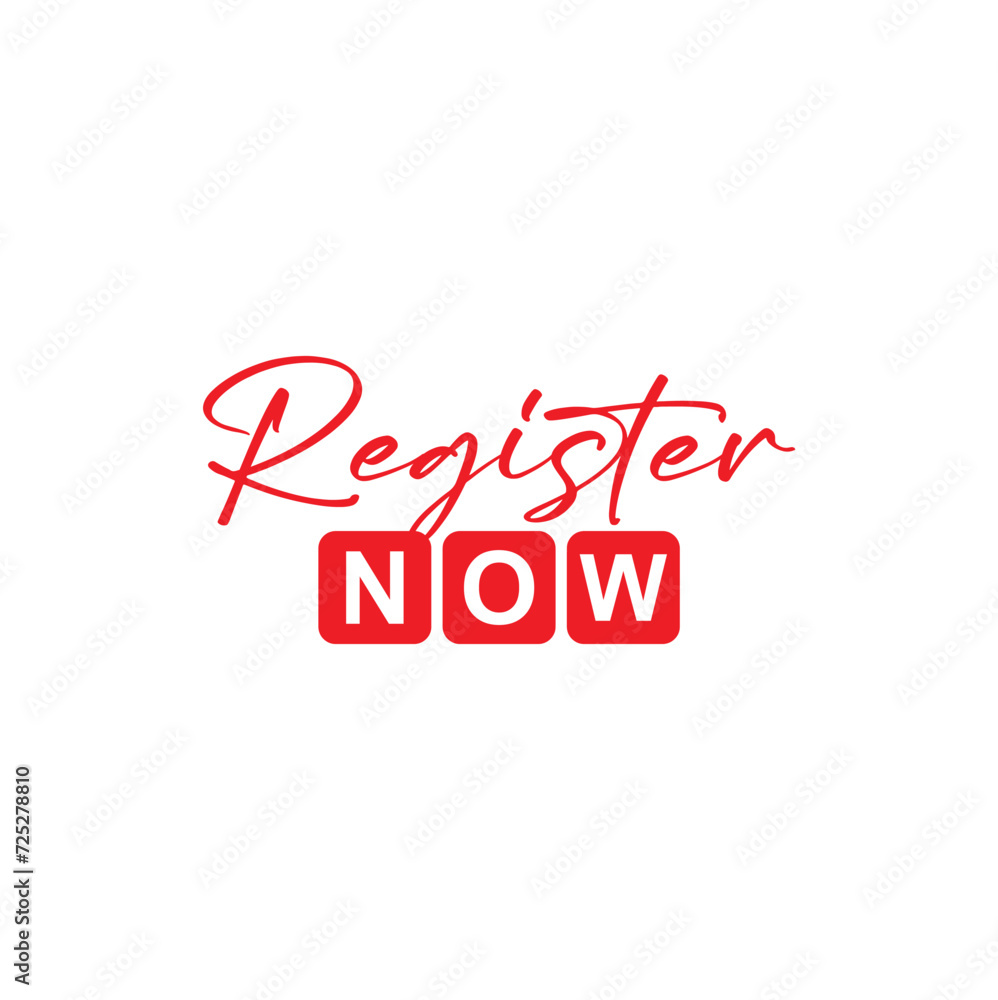 REGISTER now buttons on white background