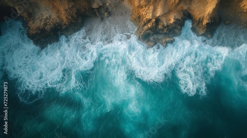 Ocean meets shore Generative AI photo