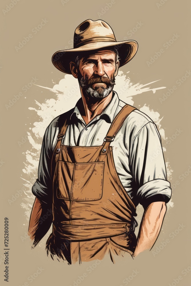 digital illustration of a farmer in the field.
