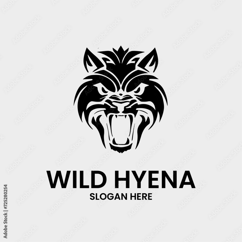 Fototapeta premium hyena logo design in monochrome style