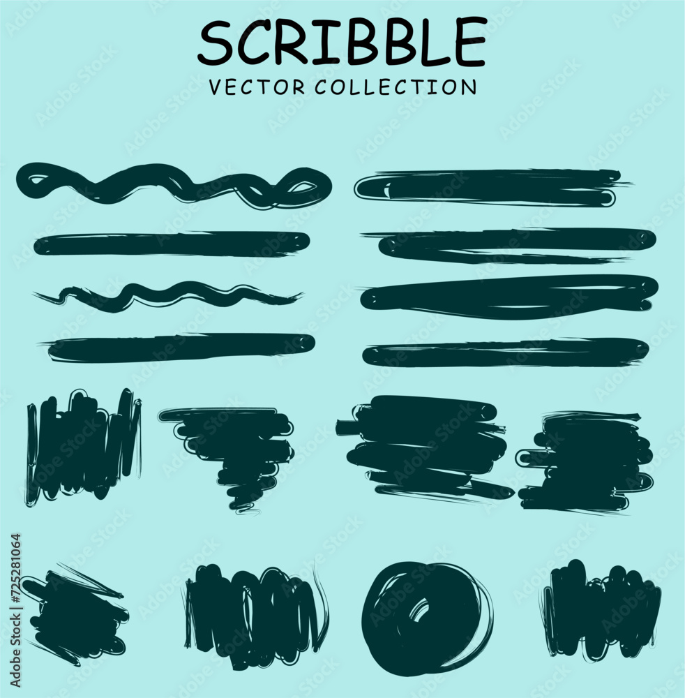 Charcoal pencil curly lines and squiggles. Scribble brush strokes vector set. Hand drawn marker scribbles. Black pencil sketches. Brush stroke lines, squiggles, daubs isolated. - obrazy, fototapety, plakaty 