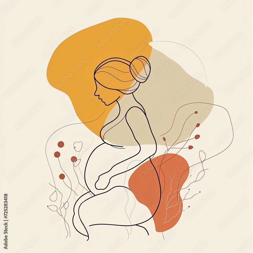 Pregnant abstract woman one line Pregnant abstract woman one line