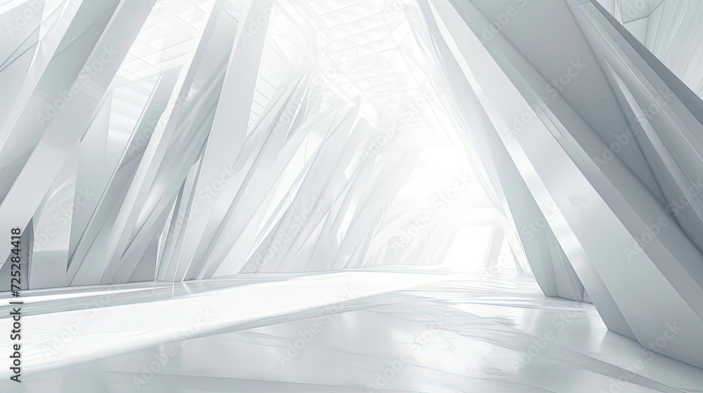 Obraz premium white futuristic geometric background display