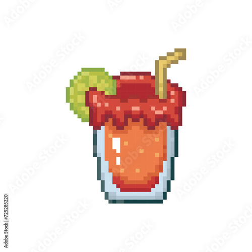Drawing of a michelada, pixel art drink