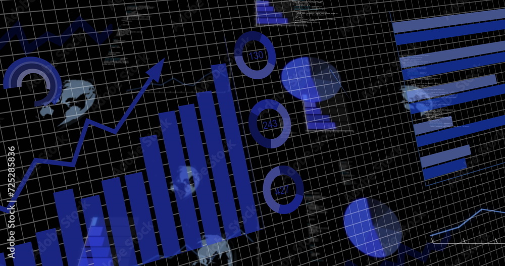 Image of financial data processing over grid Image of financial data processing over grid