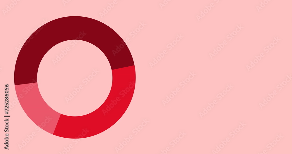 Image of pie chart graph and data processing over pink background Image of pie chart graph and data processing over pink background