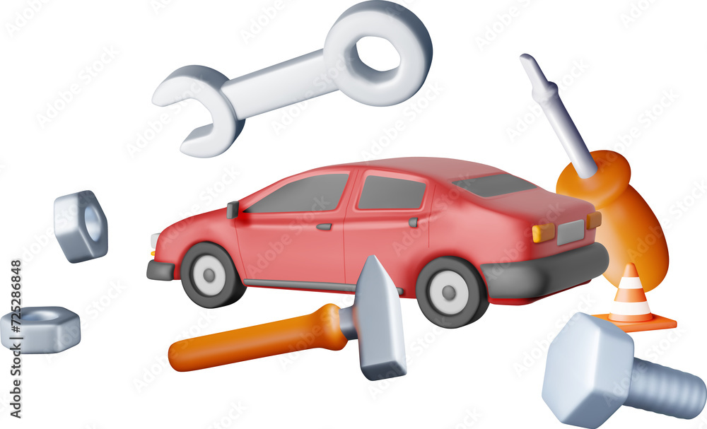 Naklejka premium 3D Car Repair Concept