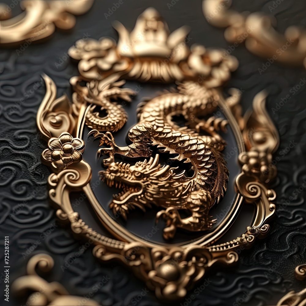 golden dragon badge exquisite luxurious metal