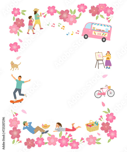 春の公園で楽しむ人々