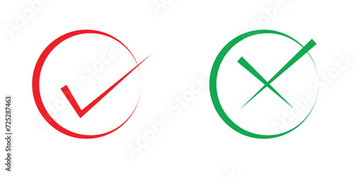 Circle symbols YES and NO button for vote, decision, web. Vector illustration with white background.