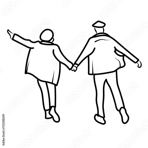 Deux amoureux patinent sur la glace