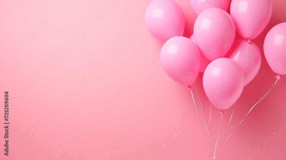 3d of balloon with copyspace on pink background. Generative AI.