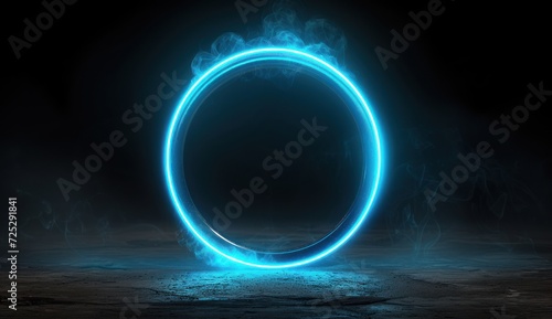 A glowing blue ring on a black background