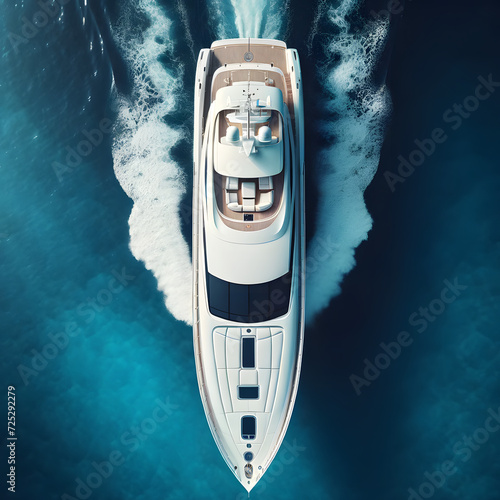 Pristine White Luxury Boat Elegance at Sea © Tanicsean