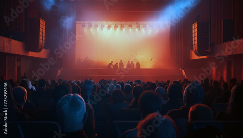 Acoustic background of the stage with people in the audience