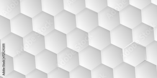 Abstract white background with hexagons pattern. White abstract vector wallpaper with hexagon grid. 3D technology Futuristic honeycomb mosaic white background. 