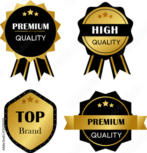 Set of badges and labels of premium quality top brand and high quality