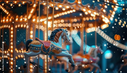 Carousel inside carnival lights © ColdFire