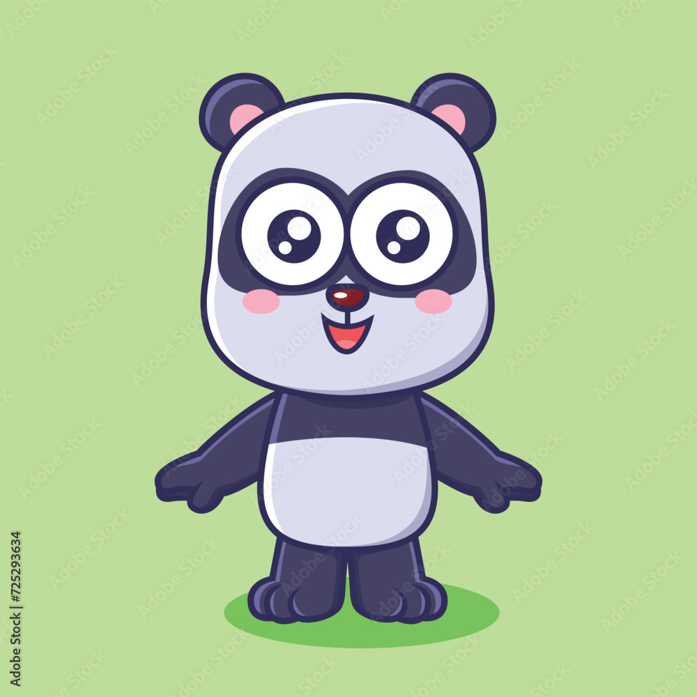 Cute panda animal cartoon character vector Illustration.