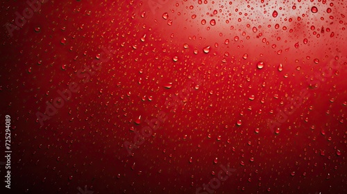Red Raindrops on Window Glass, Abstract Color Minimalist Nature Art, Monotone Background, Raining Wallpaper, Bright Backdrop photo