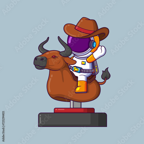 Astronaut thrown riding bull game machine