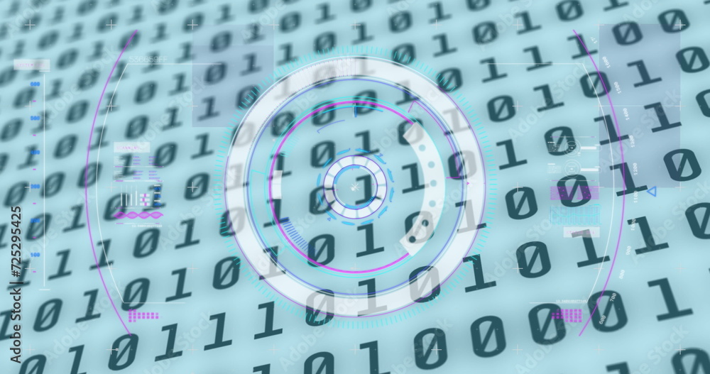 Obraz premium Image of scope scanning and binary coding changing on white background