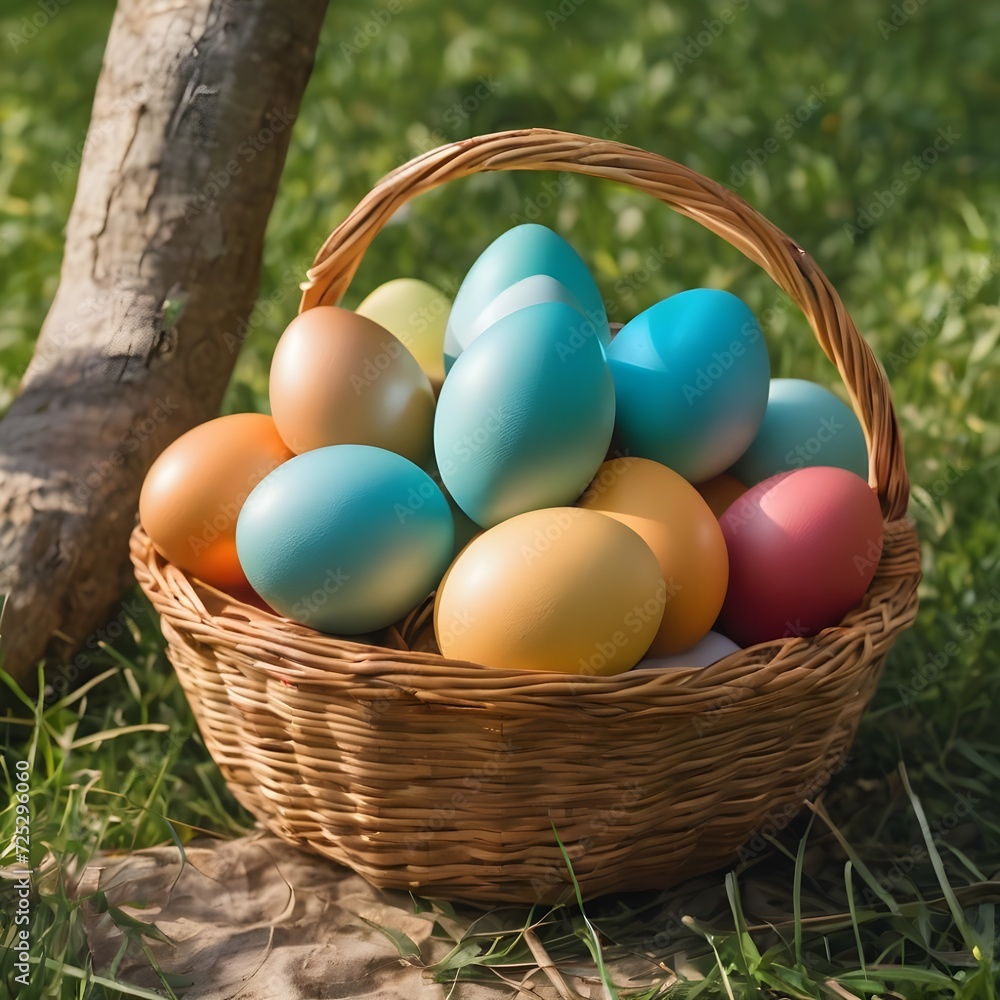 colorful easter nest with easter eggs colorful easter nest with easter eggs