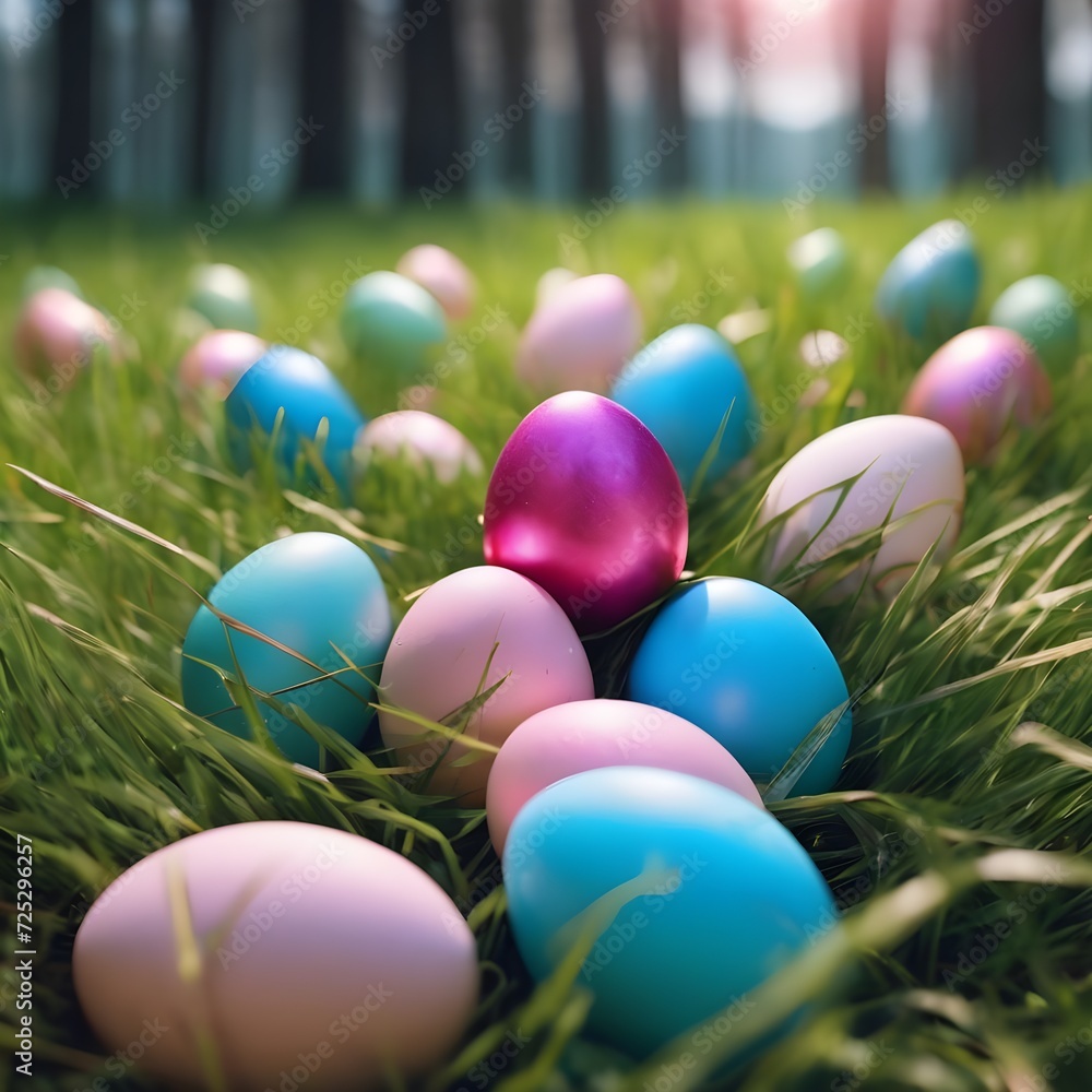 easter eggs in the distracted grass with blue and pink standard colour easter eggs in the distracted grass with blue and pink standard colour