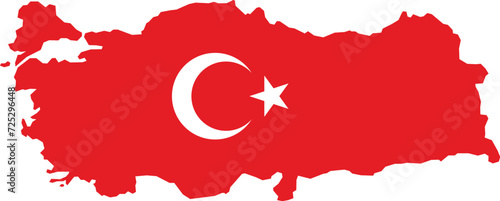 Turkiye map with flag isolated on white background